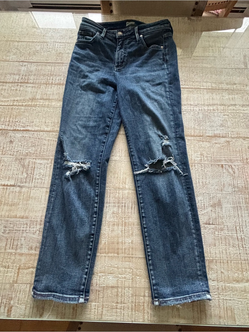 Silver Distressed Dark Blue Jeans - Classic Fit